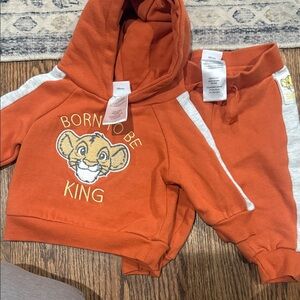 Disney Orange Simba Hoodie and Pants Set